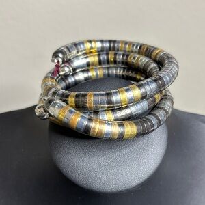 Mixed Metal Wrap Bendable Bracelet Retro Vintage